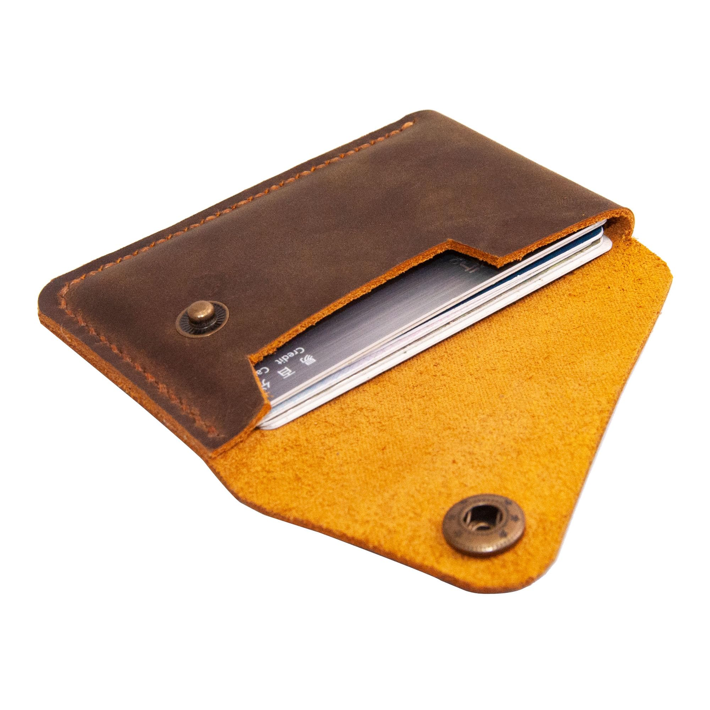 Leather Cardholder Slim Saddle Brown product photo