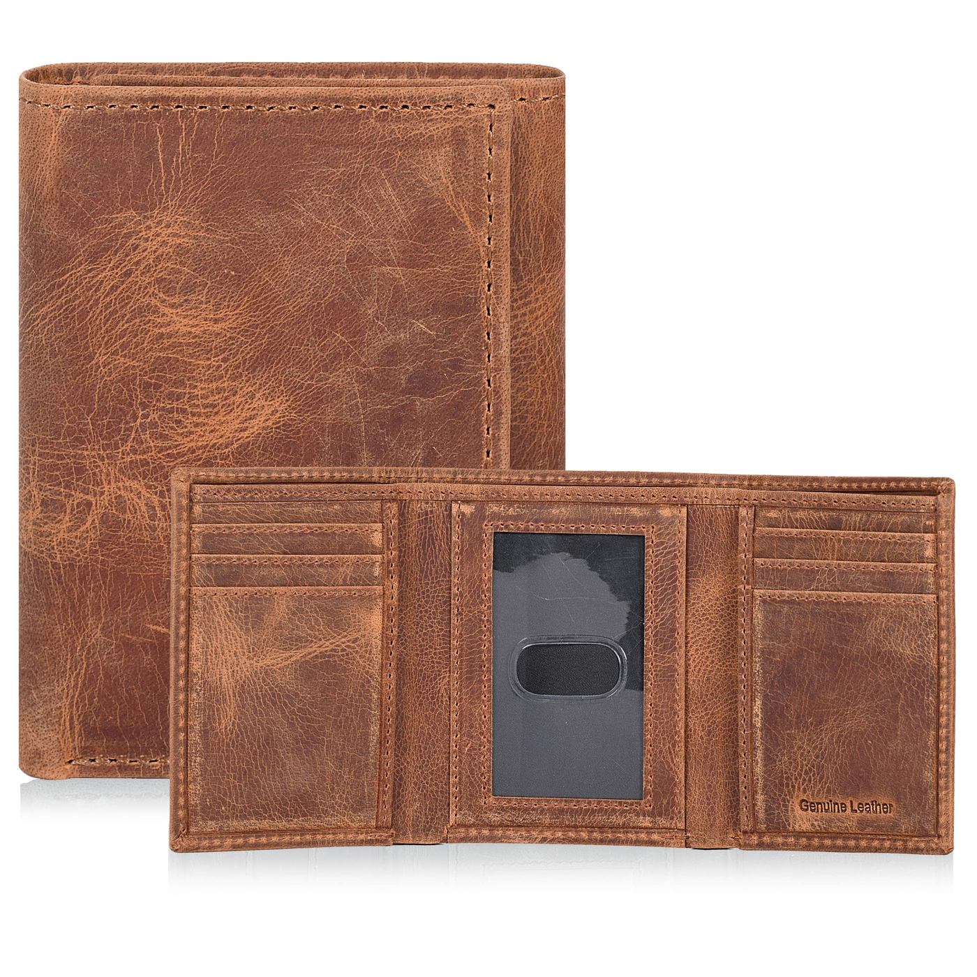 Leather Trifold Wallet Cognac product photo