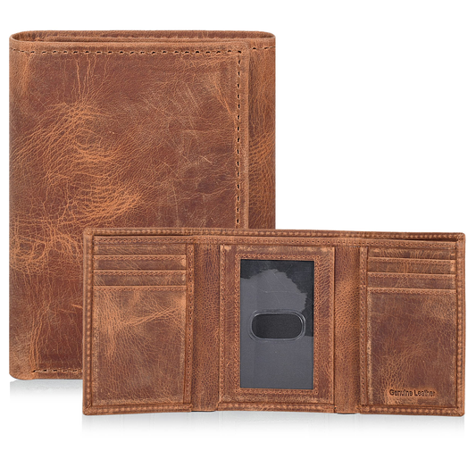Leather Trifold Wallet Cognac product photo